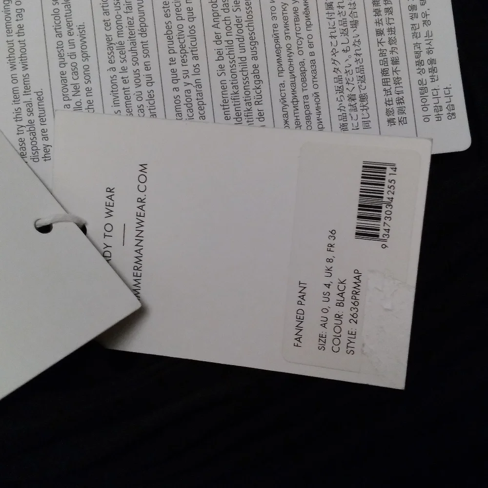 NWT - ZIMMERMANN Black Fanned Pants Wide-leg Cropped Pants, size 4 - Picture 11 of 14